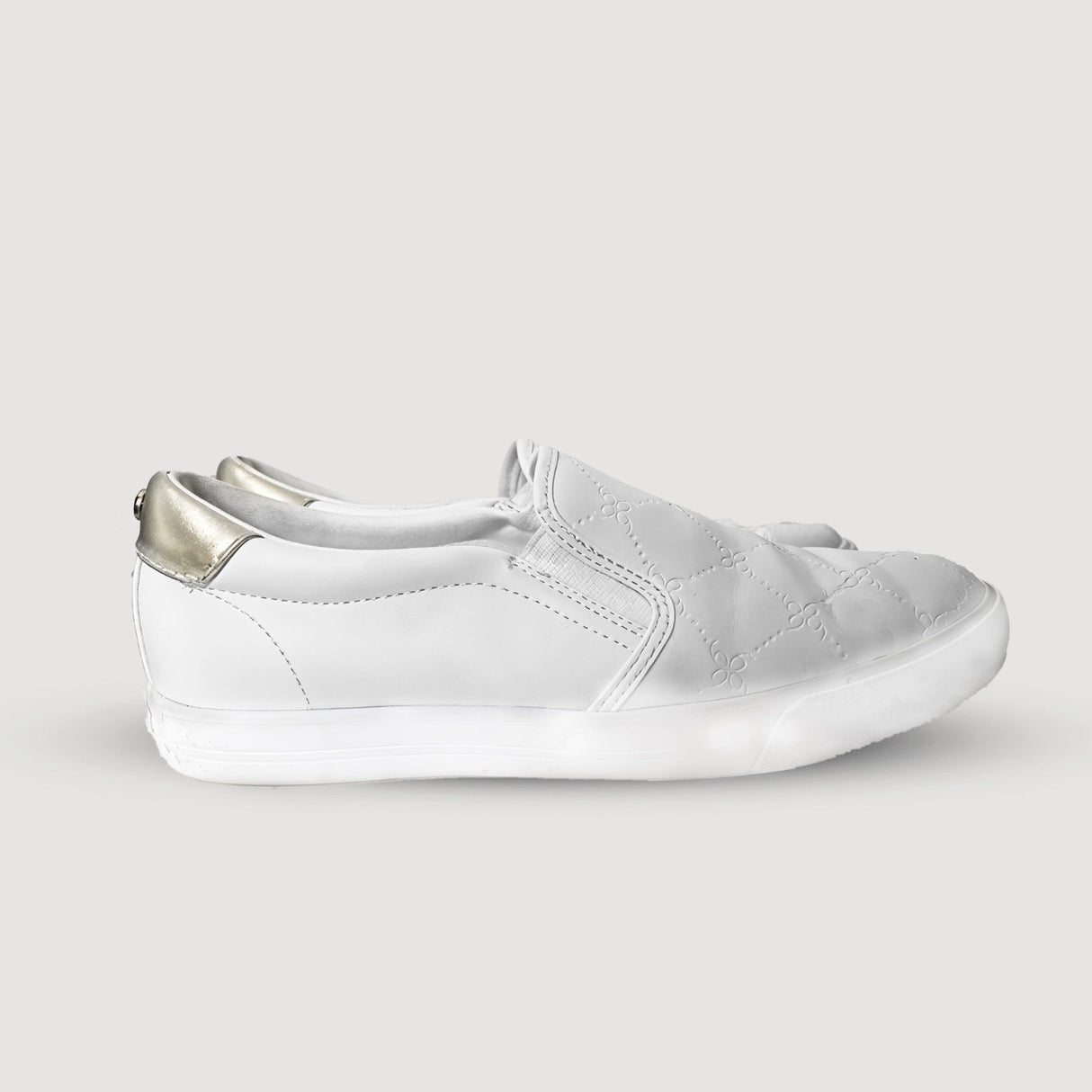 Nine West  -White Quilted Flat Slip On Sneakers Shoes