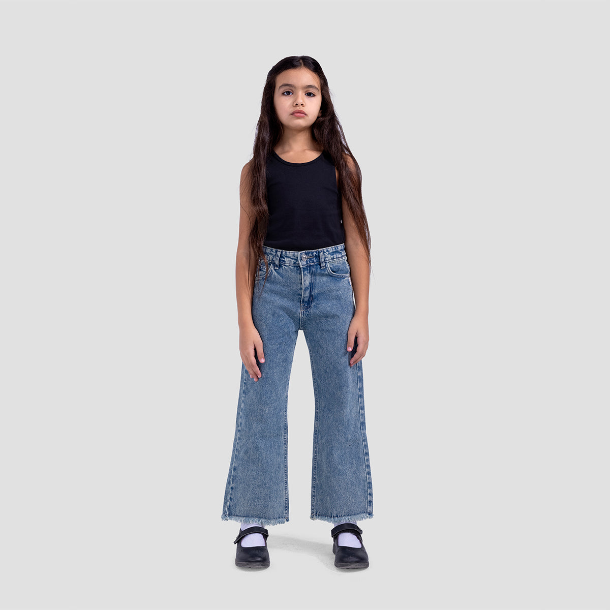Basic wide-leg Kids Jeans In washed Blue