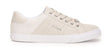 White sneaker with brand logo on a white background