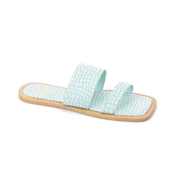 Dejavu Croc Embossed Squared Open Toecap Flat Slipper