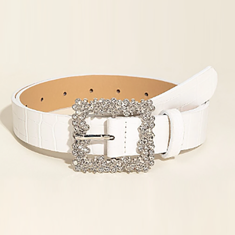 R-Shein - Crocodile embossed belt decorated with sparkling stones, classy