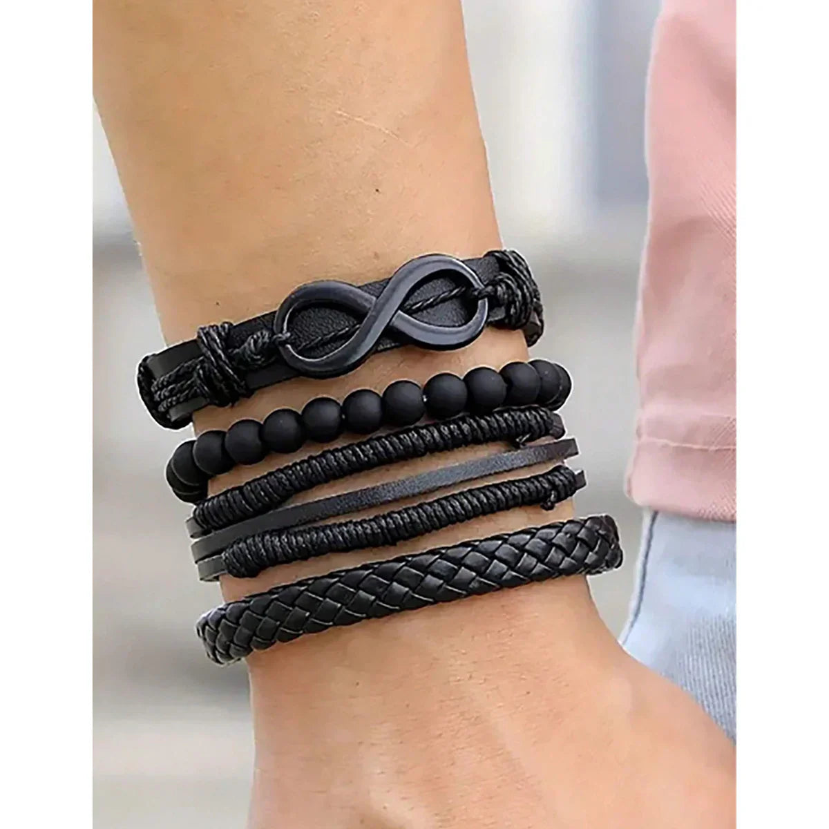 SHEIN ‚Äì 4pcs Retro Punk Metal Leather Bracelets