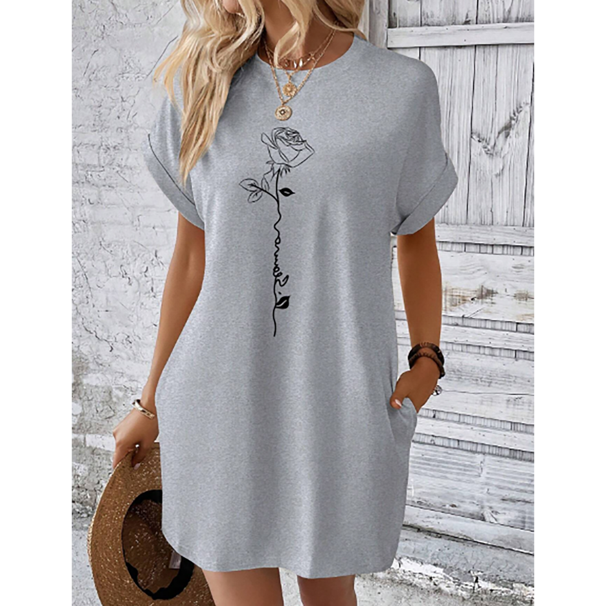 SHEIN- INAWLY Floral Print Loose Semi-Formal Summer Outdoor Dress