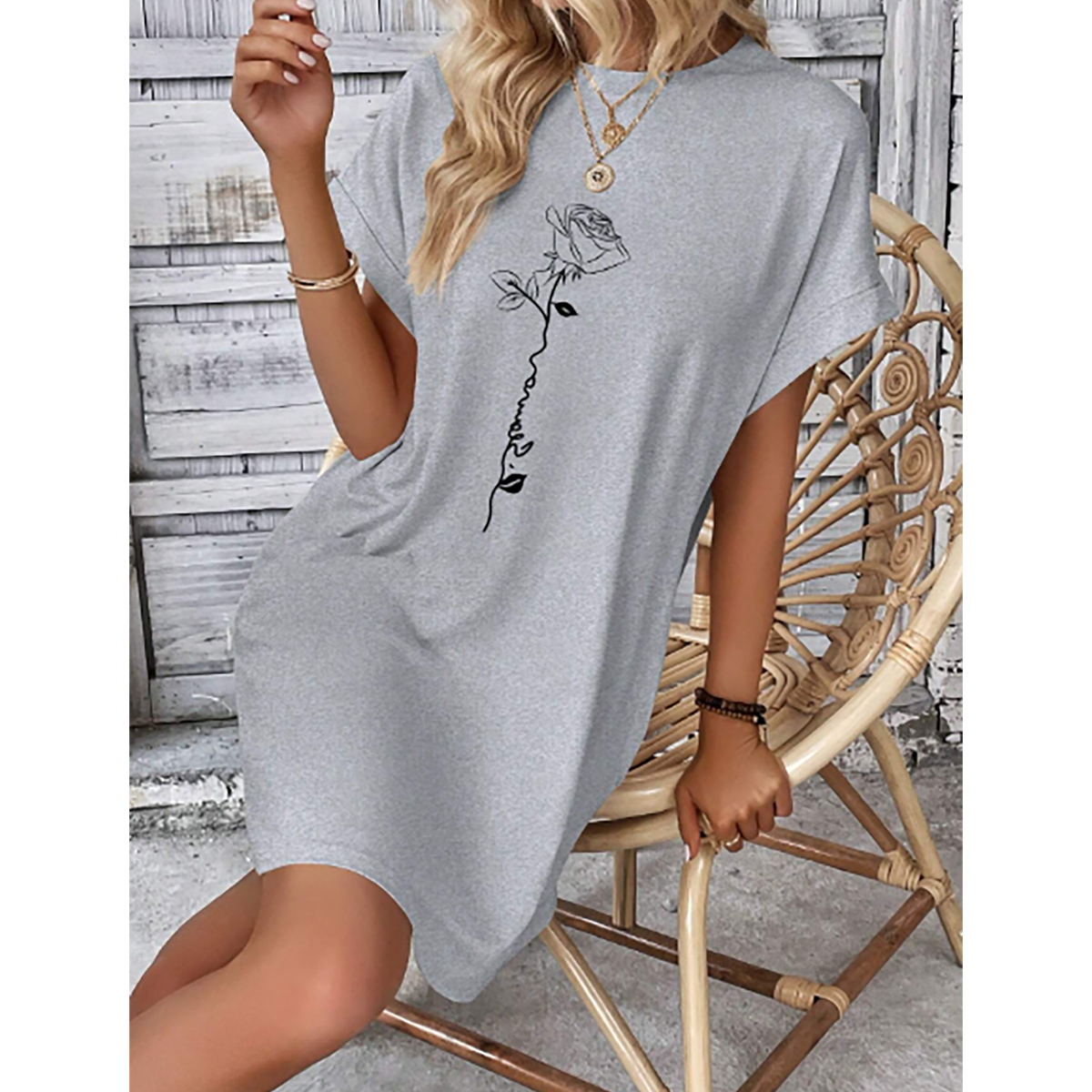 SHEIN- INAWLY Floral Print Loose Semi-Formal Summer Outdoor Dress